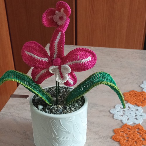 Orchidea all uncinetto fatta - orchidea,