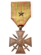 N5/02/25 (REF19596) Medaglia MILITARE CROCE DI GUERRA 14 18 WW1 medaglia fran...