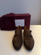 Scarpe John Lobb William Double Monk Strap in camoscio marrone da uomo UK 8,5 EU 42,5 £ 1.360
