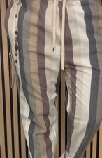 Pantalaccio Pantalone Uomo Laccio Catena Metallo rigato effetto Lino Righe Tg S