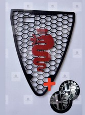Griglia Scudo Nido D'Ape Alfa Romeo 159 con Biscione Rosso +COPPIA Loghi Stemma