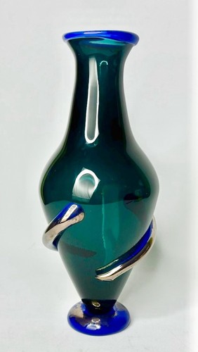Vaso vetro artistico teal - in,