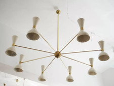 Grande Italiano Lampadario Stile Stilnovo Metà Secolo 8 Arms Sputnik a Soffitto