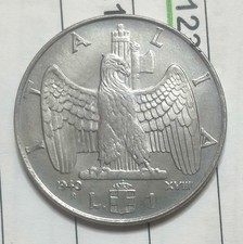 REGNO D'ITALIA 1 lira Impero 1940 XVIIII ANNO 19 ERRORE STANGHETTA IN PIÙ 
