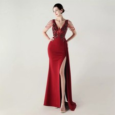 Abito Lungo Vino Rosso Sexy