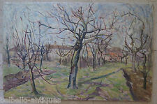 PAESAGGIO AUTUNNALE QUADRO ANTICO DIPINTO OLIO SU TAVOLA ORIGINALE CAMPAGNA p8