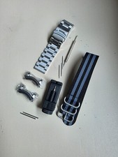 Adattatore Argento 316L E Bracciale 24mm Spazzolato Per OROLOGIO CITIZEN BJ8050 ECOZILLA