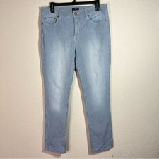 Jeans donna NYDJ blu sbiadito a righe alla caviglia vita bassa skinny leggings taglia 8