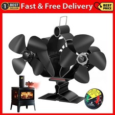 Ventilatore per Stufa a Legna con Termometro Magnetico, 8 Pale, Motori Silenziosi, Orizzontale...
