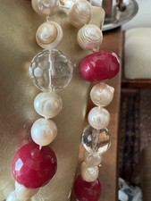 Collana In Cristallo Di Rocca Perle Barocche E Rubini 