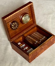 Scatola per la conservazione sigari in radica Bubinga igrometro e umidificatore