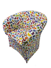 POLTRONA POLTRONCINA SFODERABILE TESSUTO SHABBY FARFALLE BUTTERFLY MADE IN ITALY