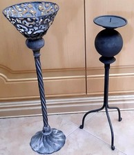 Coppia Portacandele Vintage In Zinco