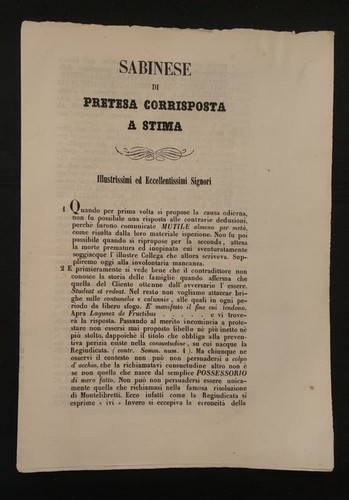 Sabinese pretesa corrisposta - sabinese,