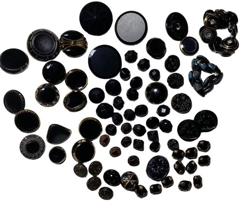 Lotto bottoni vetro nero - , pizzo