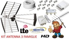 KIT ANTENNA DIGITALE TERRESTRE PER 3 FAMIGLIE LTE HD IMPIANTO ANTENNA COMPLETO 
