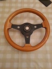 VOLANTE SPORTIVO 3 RAZZE METALLO/LEGNO  ANNI 70 MACCHINE D' EPOCA