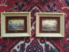 Coppia dipinti firmati Lucio Cargnel originali cornici epoca paesaggio quadri 