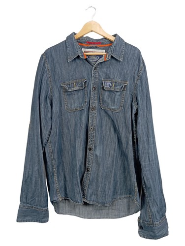 Superdry giacca jeans uomo blu - jeans,