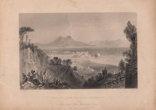Stampa antica napoli veduta - stampa,