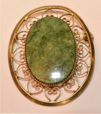 Spilla Oval In Giada Verde