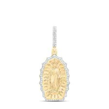 Ciondolo Charm Vergine Madre Maria Oro 10K Diamanti 1/2 Ctw per Collana o Catena