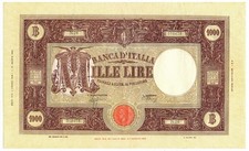 1000 LIRE BARBETTI GRANDE M TESTINA RETRO BI RSI 06/03/1944 SPL+