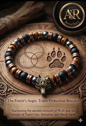 Bracciale lupo agata nera - bracciale,