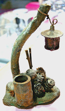 lampione presepe confalonieri? in legno e cartone  H 17 cm n 122-23