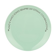 Piatto piano salvia con scritta 27 cm in stoneware verde