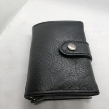 Portafoglio porta carte di credito slim ecopelle nero con clip