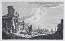 1790, Schmuzer, J.X.  Veduta dall'alto Spagna Valencia Sagunto Rovine X36