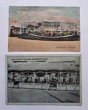 LUNA PARK giostra auto automobili autoscontro 2 cartoline pubblicitarie 1935