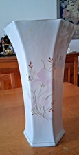 VASO DI PORCELLANA ESAGONALE VINTAGE ORCHIDEA LIMOGES H 30 CM X DIAM.  16 CM