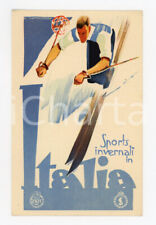 1925ca ENIT Sports invernali in Italia - Discesa libera SCI Cartolina ILLUSTRATA