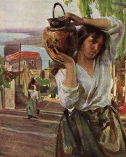 STAMPA 1933 RICCARDO GALLI TAORMINA DONNE PORTATRICI D'ACQUA 