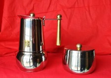 CAFFETTIERA GB KITTY SERIE ORO 4 TAZZE + ZUCCHERIERA INOX USATO DA COLLEZIONE