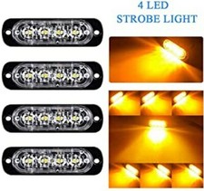 Lampeggiante Led Emergenza Luci Soccorso Giallo 4 SMD 8W Stroboscopico Tuning PV