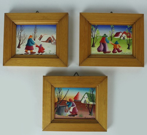 Tre quadretti naif dipinti - quadretti,