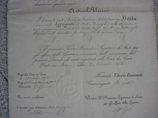 1874 REGNO D'ITALIA NOMINA AD AGGREGATO DI STATO MAGGIORE DI FANTERIA con firme