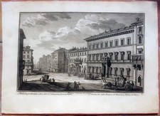 Stampa antica Giuseppe Vasi roma veduta via del corso palazzo colonna 1773