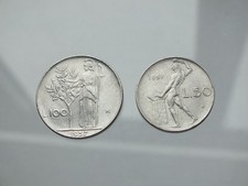 repubblica coppia 50 lire vulcano 1*tipo 100 lire minerva 1957 non comuni  spl