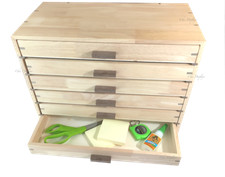 Cassetta porta attrezzi in legno massello 6 cassetti vassoio in legno