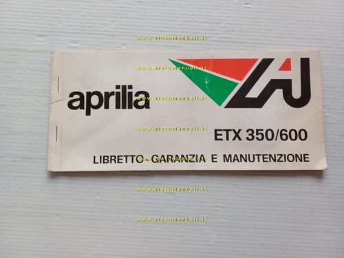 Aprilia etx 350 - 350, libretto