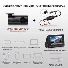 70 Mai Dash Cam Set A810 4K DVR sigillato GPS + RC12 camera + cavo Kit UP03
