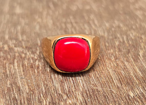 Corallo rosso anello sigillo - rosso,