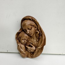  Madonna con Gesù Bambino da parete In Gesso Antica Vintage 