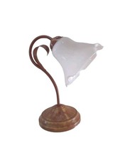 Abatjour In Ferro Battuto Ruggine classica Rustica Da tavolo  comodino Vetro 