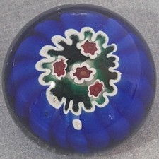 Mini fermacarte Millefiori in vetro di Murano Italia Vetreria 3 Fiori Blu Veneziano