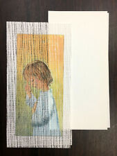 5 BIGLIETTI INVITO COMUNIONE CRESIMA GENERICO FIBRE NATURALI CM 15,5 X 8